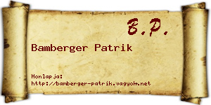 Bamberger Patrik névjegykártya